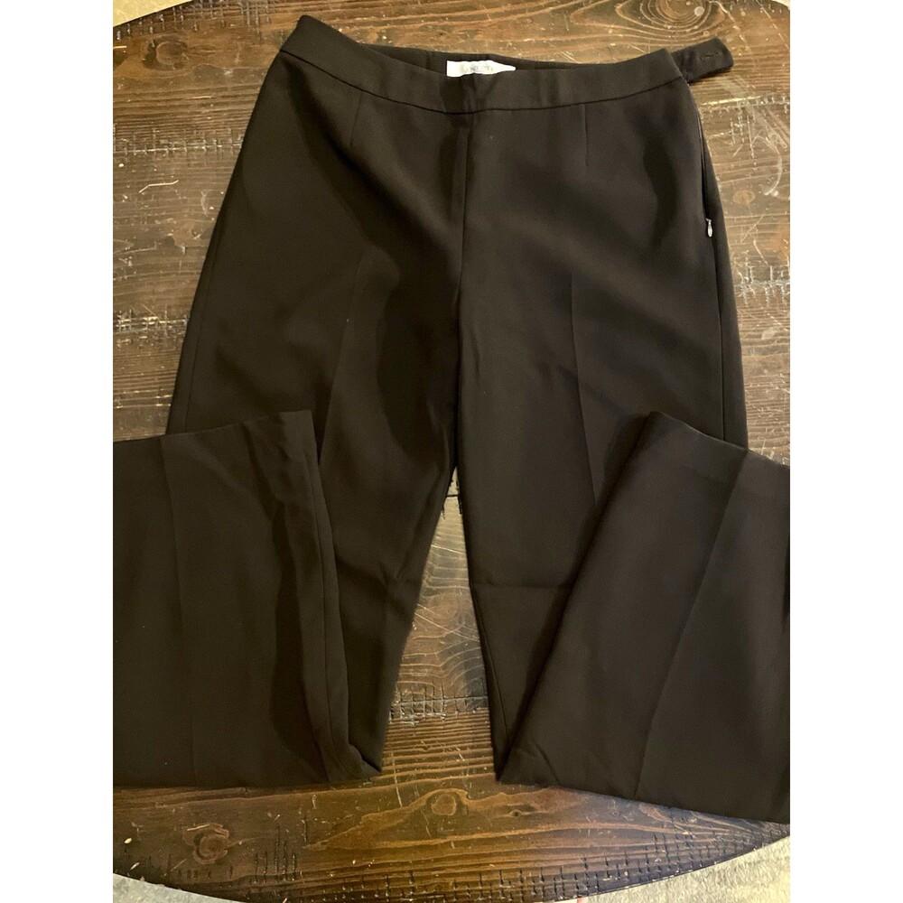Jones Studio Women's Brown Solid Dress Pants Flat Front Zip Polyester Sz 6